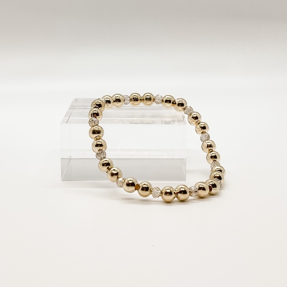Handmade Gold and Natural Beaded Bracelet